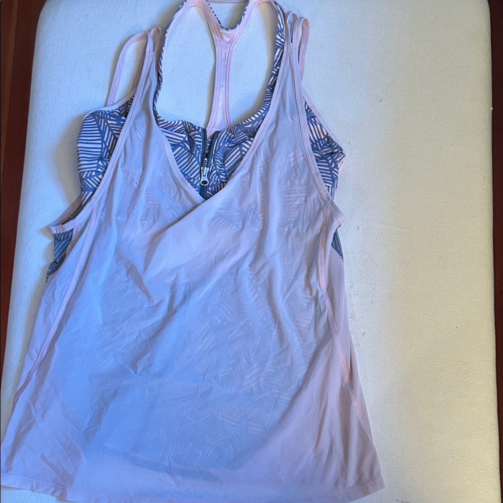 Lululemon 2 piece Women's Pink and Blue Tank Top Set Vintage